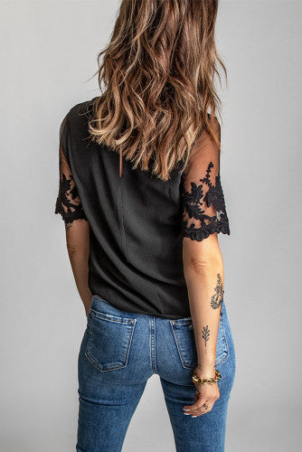 Black lace sleeve top