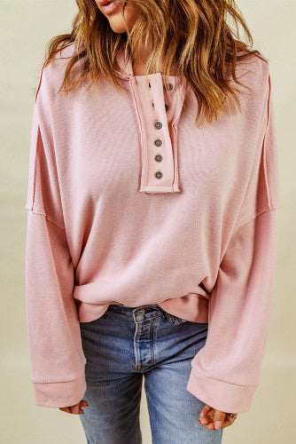 Pink button and patchwork hoodie