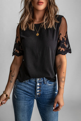 Black lace sleeve top