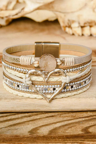 Bohemian heart and rhinestone bracelets